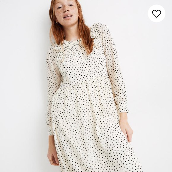 Madewell Dresses & Skirts - Madewell Smocked Ruffle-Shoulder Midi Dress